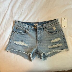 Billabong Blue Jean Shorts Distressed Frayed Hem
